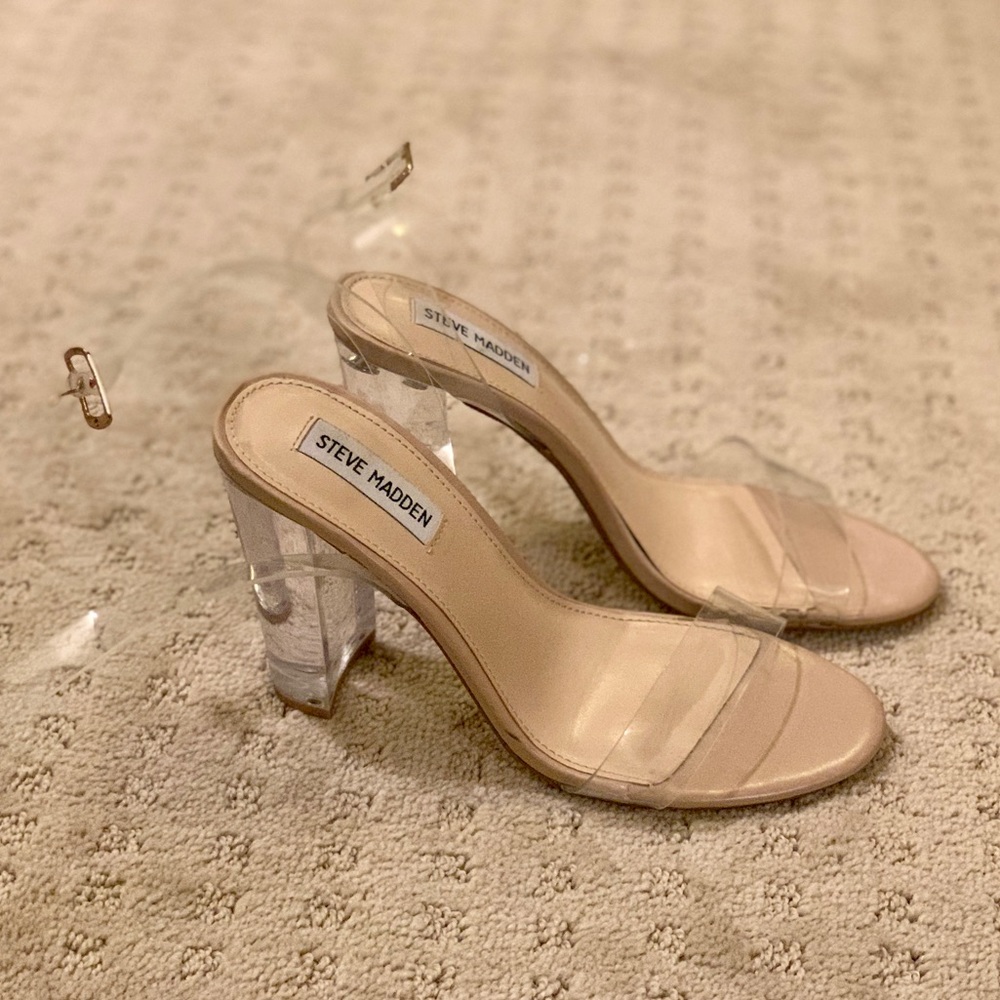 Clear nude blocked heels from Steve Madden